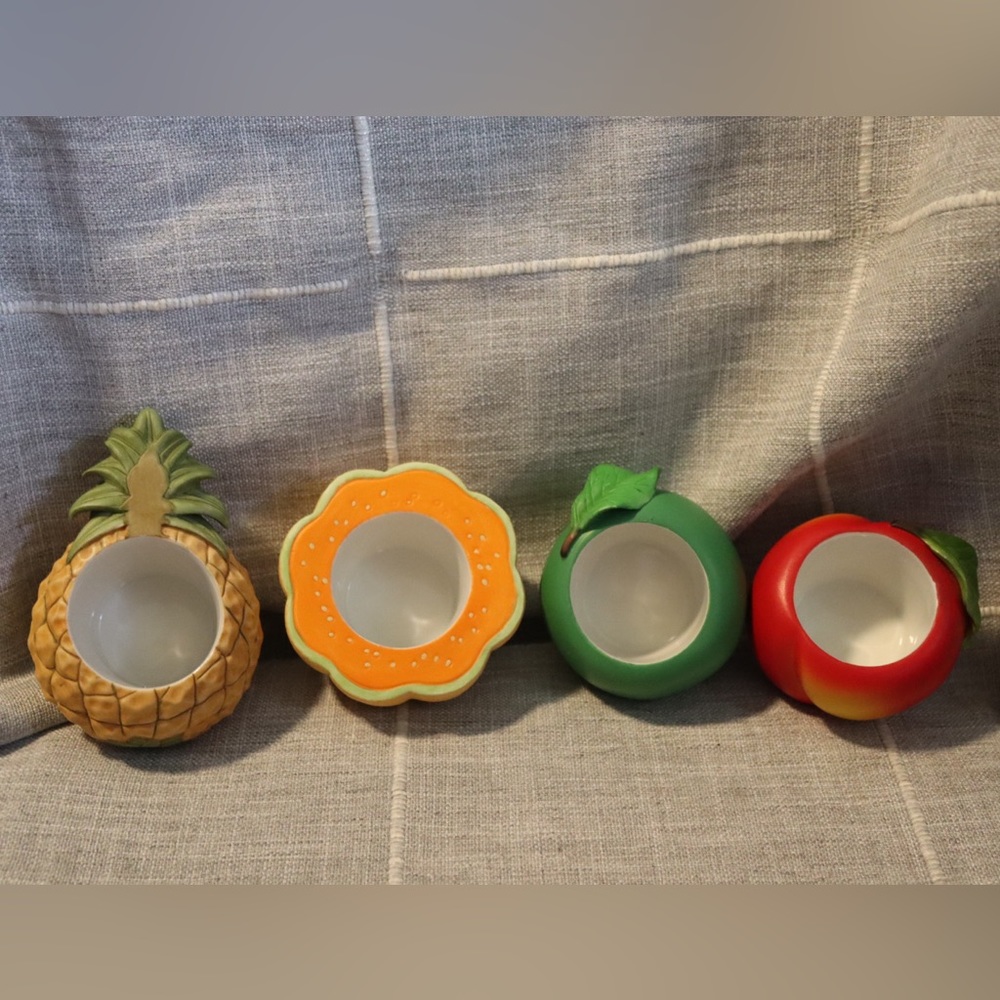 Partylite set of four fruit tea light candle holders